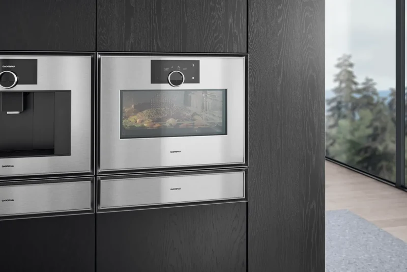Gaggenau GM450120 — Комбинированный духовой шкаф с микроволнами Петли двери справа, нержавеющая сталь за дымчатым стеклом